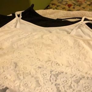 2 LACE PATTERN CAMISOLES WITH BUILT IN SHELF XL